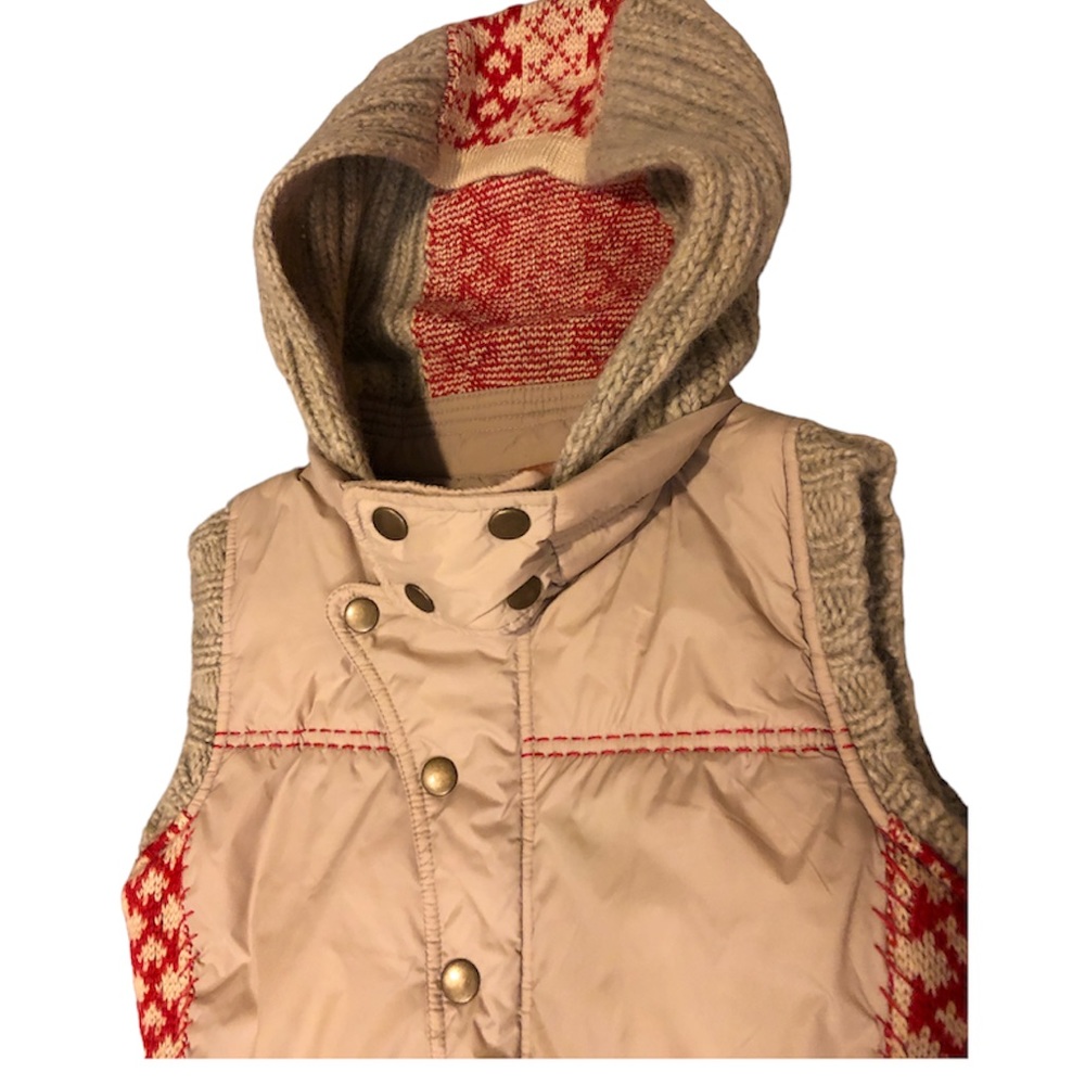 FREE PEOPLE Hooded Puffer Quilted Vest / Knitted Hood / Full Zipper Size Small